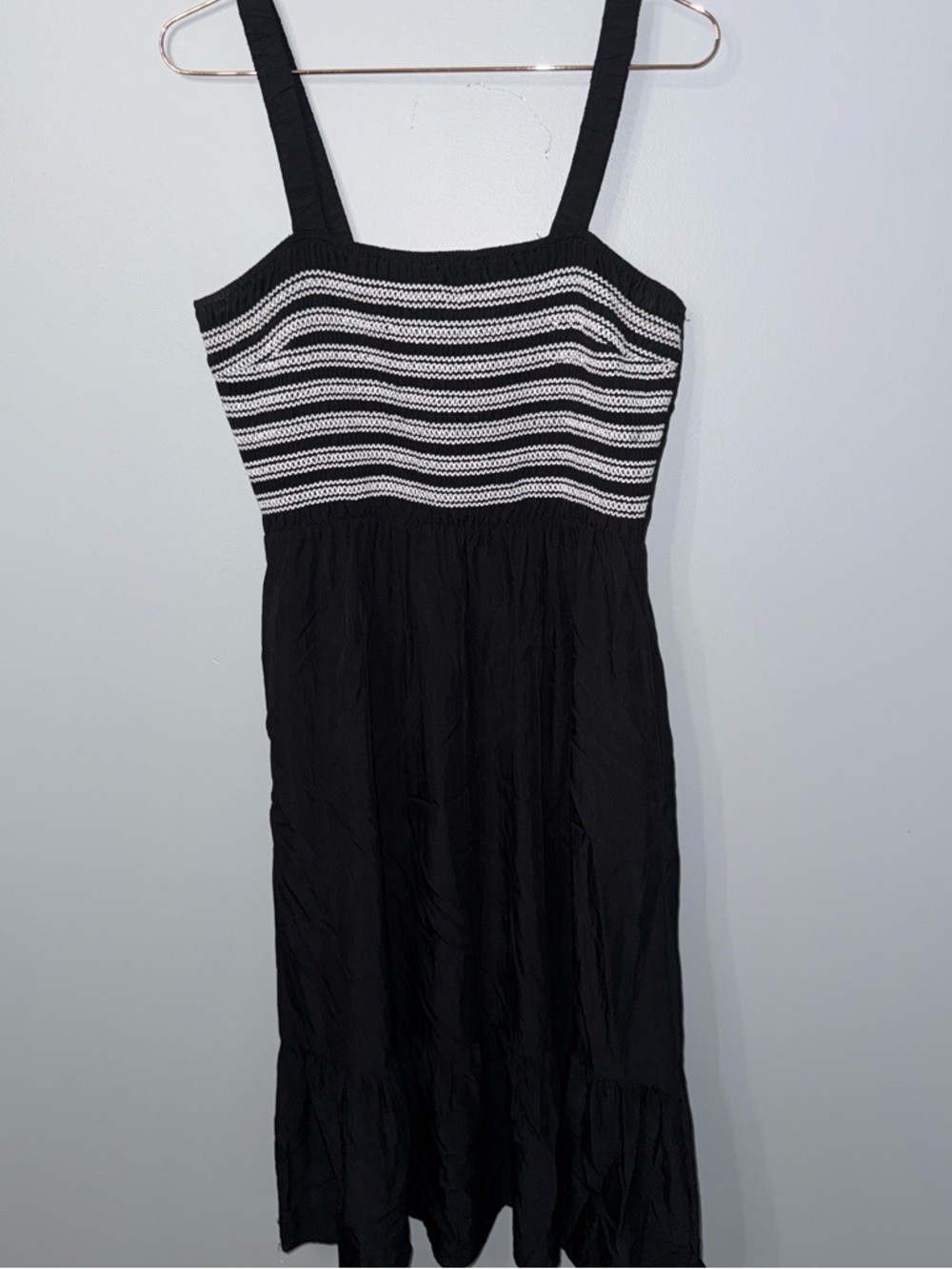 BTFBM Midi Dress with White Striped Knit Bodice